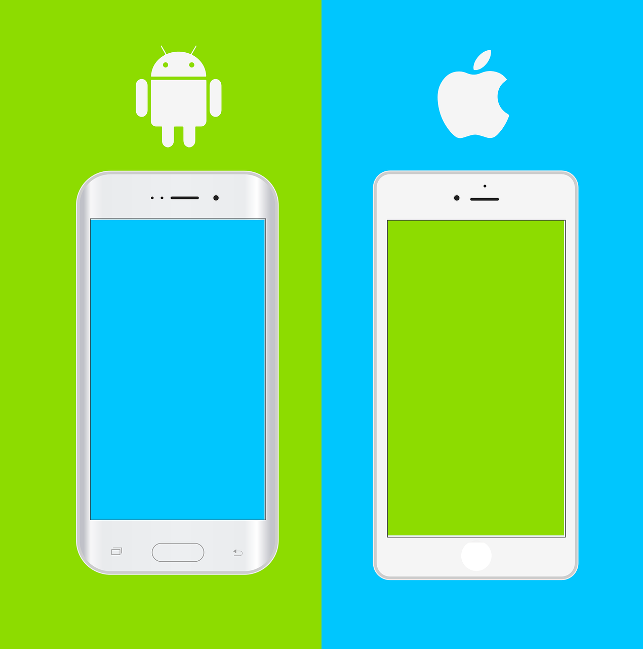 Illustration des mobiles Android et iOS